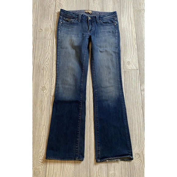 Paige Pico Bootcut Jeans Womens 30 x 30 Med Wash Sretch Made in USA Flap Pockets - Picture 2 of 12